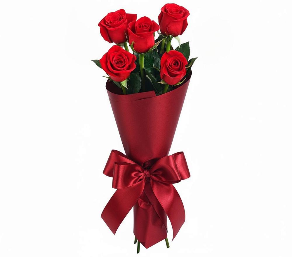 Букет 5 Красных роз Эдлесс Лав в Марковский