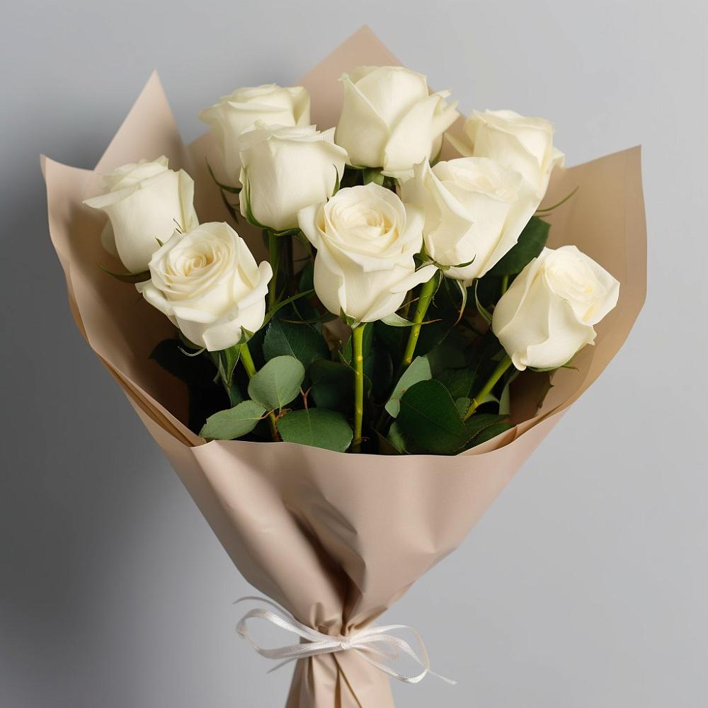 Букет 9 Белых роз Эдлесс Лав в Марковский