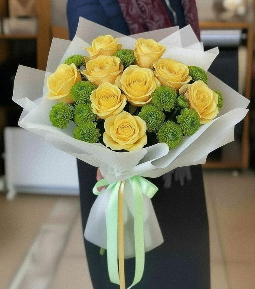 Букет цветов из: Хризантемы и Розы в Марковский