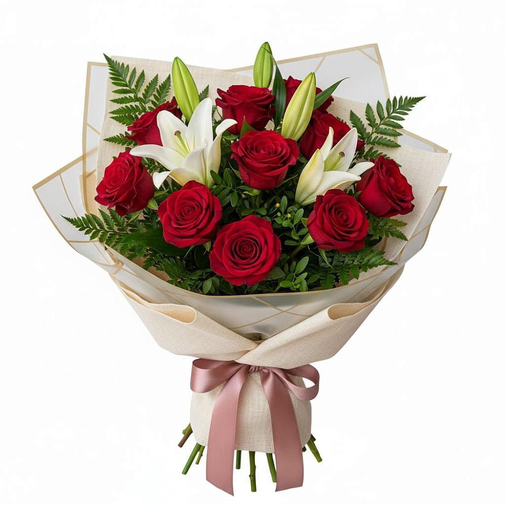 Букет цветов из: Лилии и Розы в Марковский