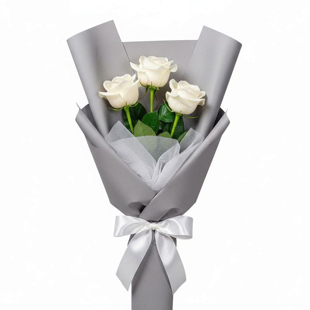 Букет 3 белые розы в Марковский