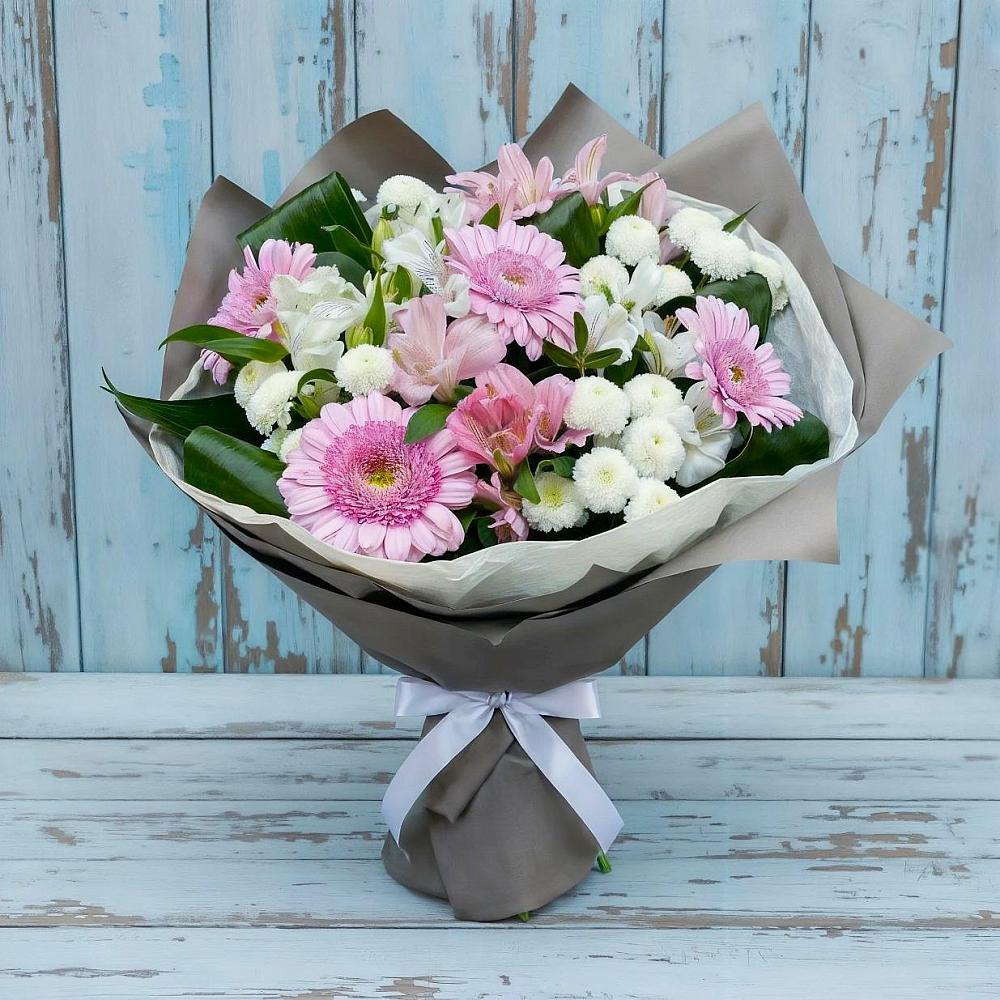 Букет цветов из: Герберы, Альстромерии и Хризантемы в Марковский
