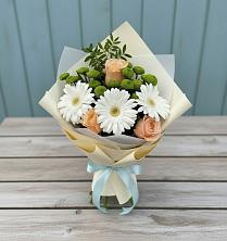 Букет цветов из:  Герберы, Розы и Хризантемы в Марковский