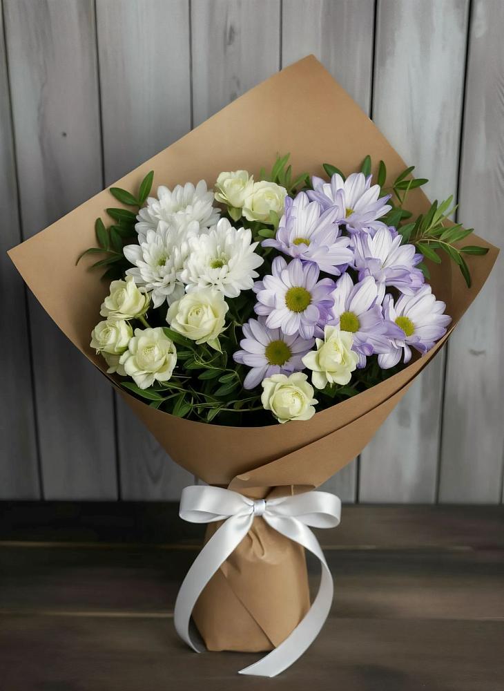 Букет цветов из: Хризантемы и Розы в Марковский