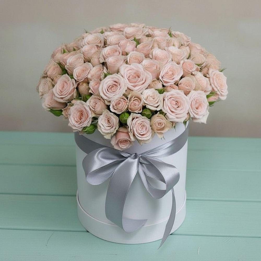 Цветочная композиция из Розы в шляпной коробке в Марковский